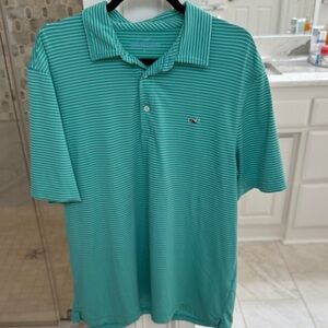Vineyard Vines Large Men's Green Striped Polo Shirt